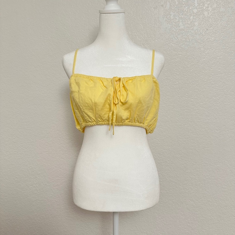 Cotton On Womens Micro Top Yellow Crop Top Tie Front Summer Beach‎ Size 8 US